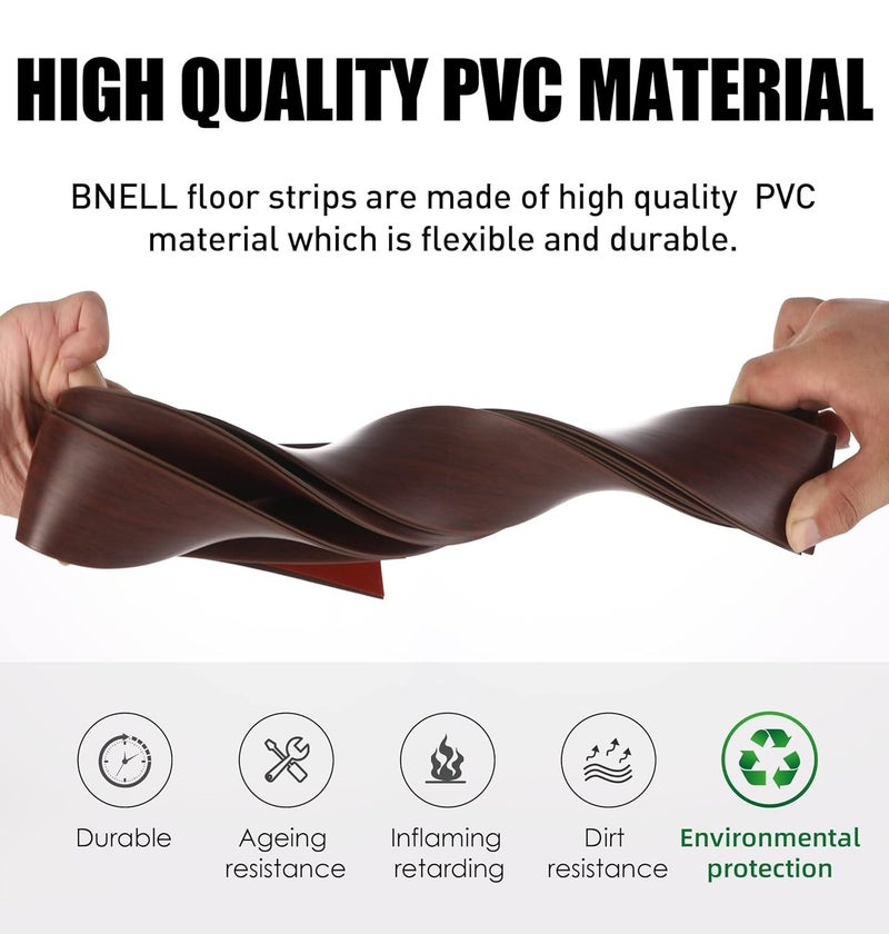 bnell Floor Transition Strip - Self Adhesive Vinyl Laminate Cover Strip 3" Flat Divider for Joining Gaps and Doorway Transitions (3.3Ft, 7.6cm, Ash Wood Grain) - Image 5